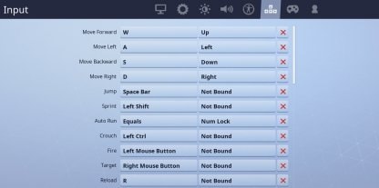 default controls for pc - ps4 fortnite keyboard settings