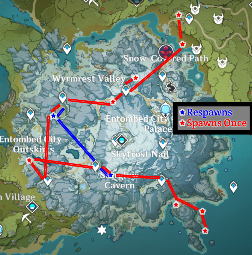 Artifact Route Of Dragonspine All Locations Genshin Impact Gamewith