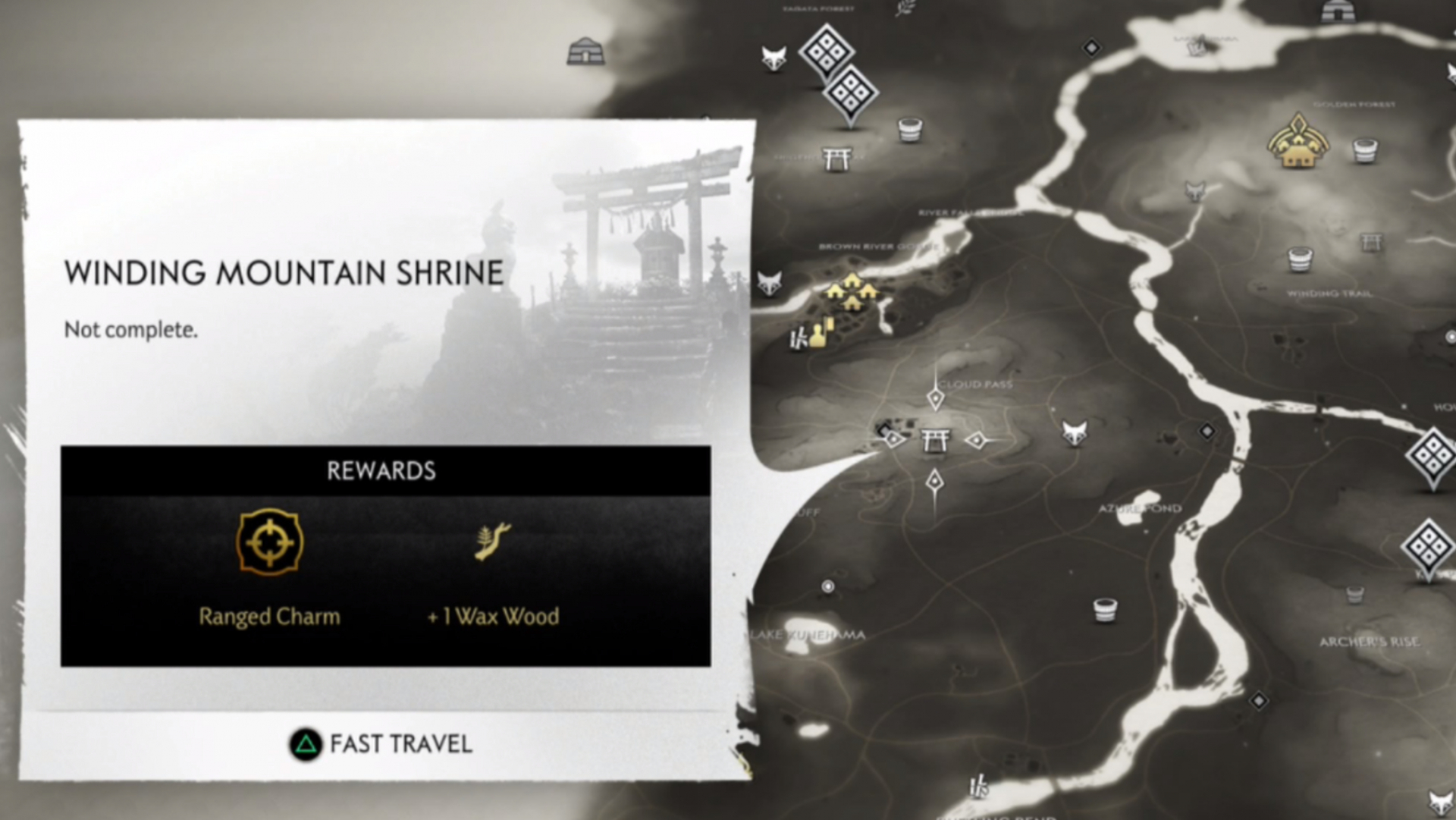 Ghost of Tsushima (GOT) Emplacements de la carte du sanctuaire shintoïste et liste de charme